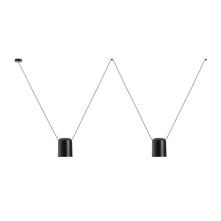Lámpara Colgante Attic Double Rectangular Shape E27 23W Negro Leds C4 00-7396-05-05