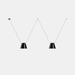 Lámpara Colgante Attic Double Conic Shape E27 23W Negro Leds C4 00-7397-05-05