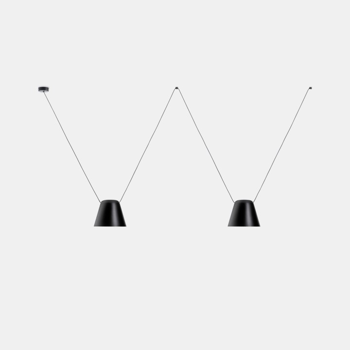 Lámpara Colgante Attic Double Conic Shape E27 23W Negro Leds C4 00-7397-05-05