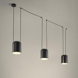 Lámpara Colgante Attic Triple Rectangular Shape E27 23W Negro Leds C4 00-7398-05-05