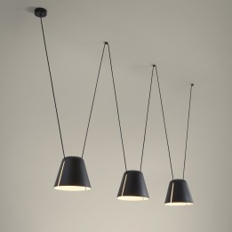 Lámpara Colgante Attic Triple Conic Shape E27 23W Negro Leds C4 00-7399-05-05