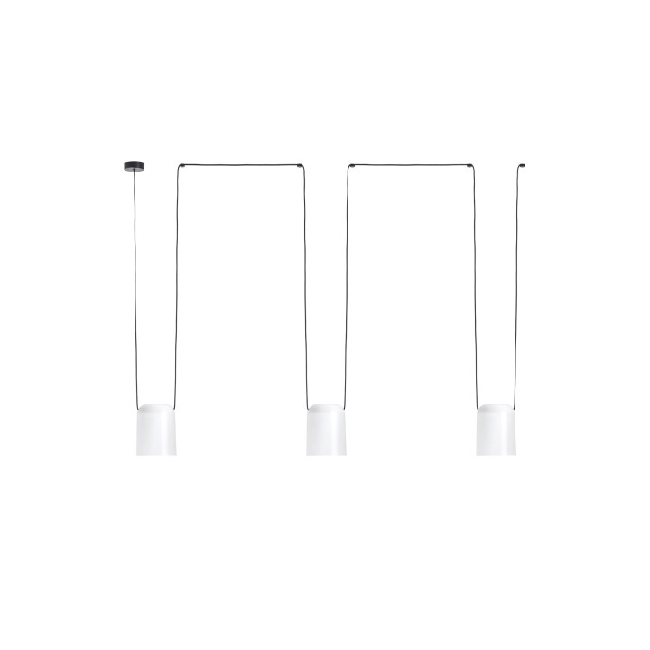 Lámpara Colgante Attic Triple Rectangular Shape E27 23W Negro Leds C4 00-7400-05-14