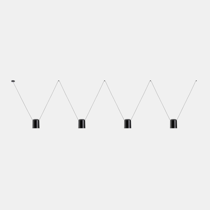 Lámpara Colgante Attic Quadruple Rectangular Shape E27 23W Negro Leds C4 00-7402-05-05