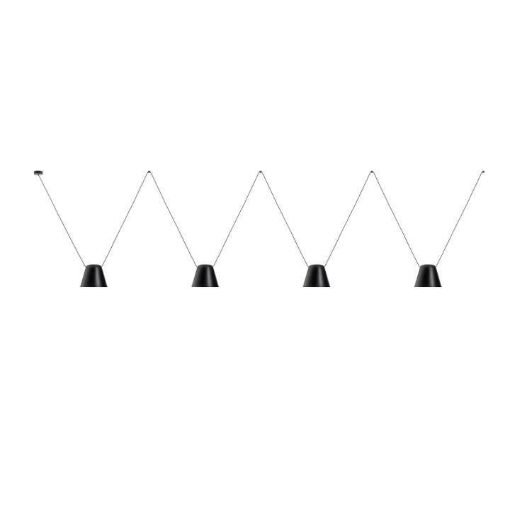 Lámpara Colgante Attic Quadruple Conic Shape E27 23W Negro Leds C4 00-7403-05-05