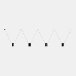 Lámpara Colgante Attic Quadruple Rectangular Shape E27 23W Negro Leds C4 00-7404-05-05