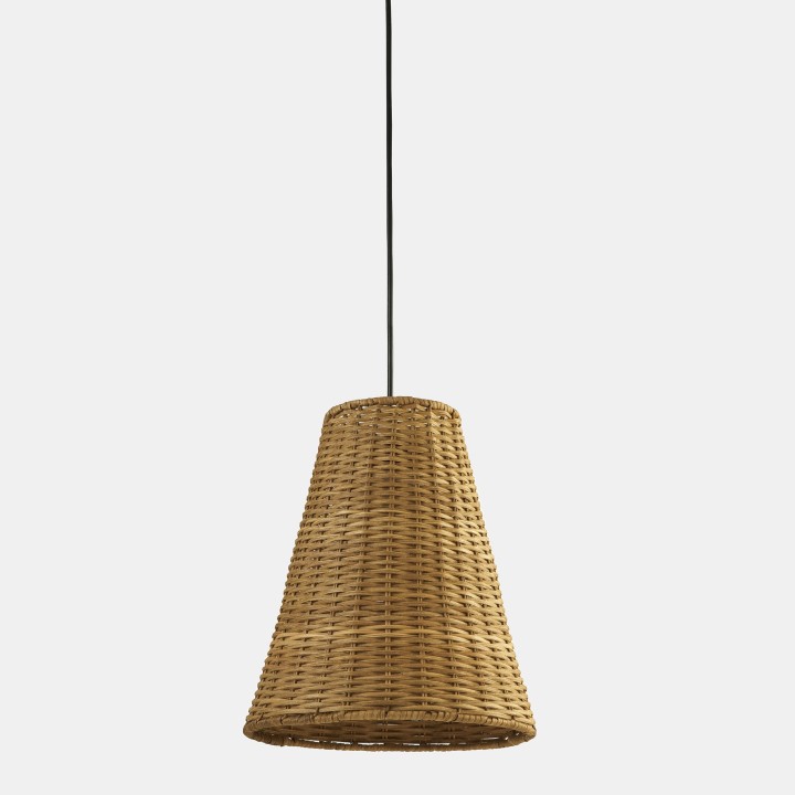 Lámpara Colgante Caribe ø260 E27 40W Negro Rattan natural Leds C4 00-8109-05-ES