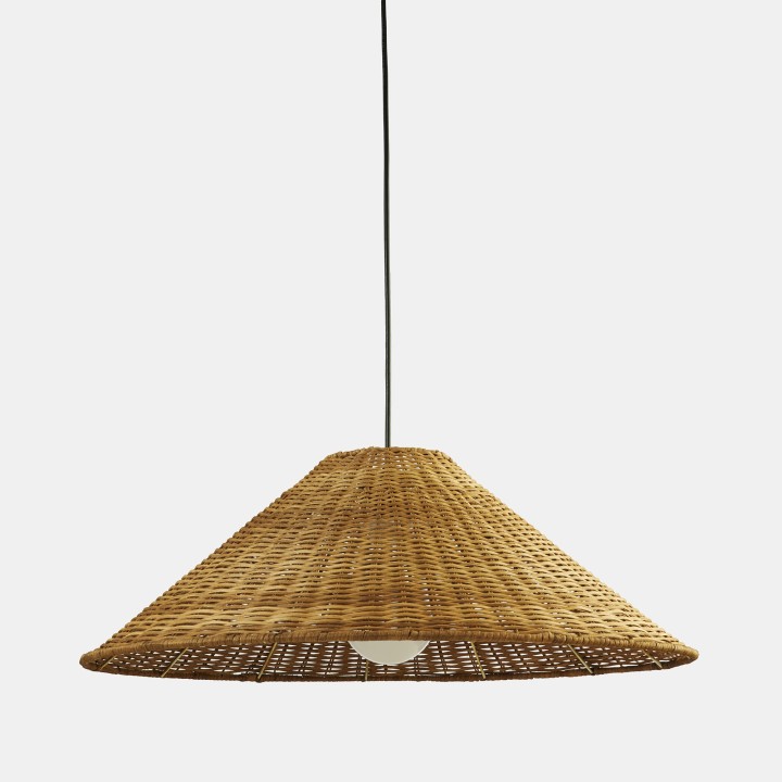 Lámpara Colgante Caribe ø600 E27 40W Negro Rattan natural Leds C4 00-8110-05-ES