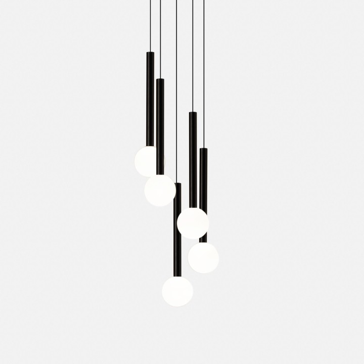 Lámpara Colgante Candle 5 Bodies Chandelier LED 15.6W 844lm 2700K Negro Leds C4 00-8318-60-60