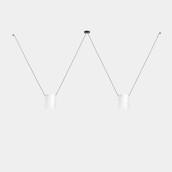 Lámpara Colgante Attic 2 bodies Rectangular Shape 2200mm E27 23W Negro Leds C4 00-8366-05-14