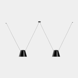 Lámpara Colgante Attic 2 bodies Conic Shape 2200mm E27 23W Negro Leds C4 00-8367-05-05