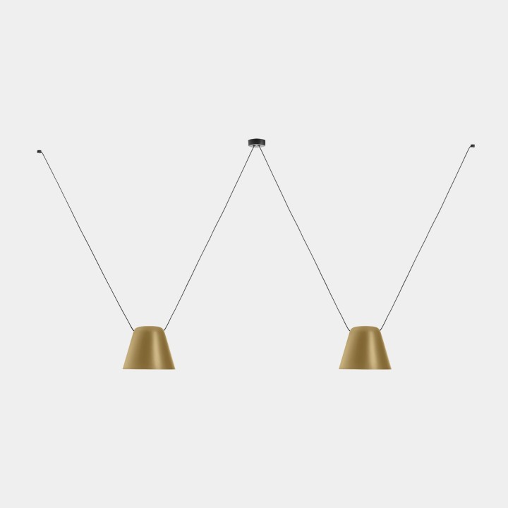 Lámpara Colgante Attic 2 bodies Conic Shape 2200mm E27 23W Negro Leds C4 00-8367-05-DL