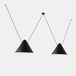 Lámpara Colgante Super Attic 2 bodies Conic Shape 2250mm E27 23W Negro Leds C4 00-8368-05-05
