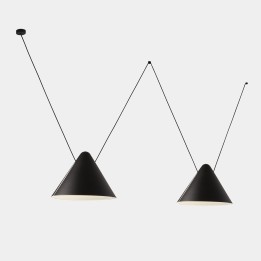 Lámpara Colgante Super Attic 2 bodies Conic Shape 2250mm Side E27 23W Negro Leds C4 00-8369-05-05