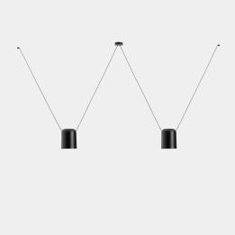 Lámpara Colgante Attic 2 bodies Rectangular Shape 1200mm E27 23W Negro Leds C4 00-8370-05-05