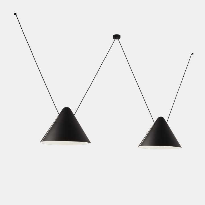 Lámpara Colgante Super Attic 2 bodies Conic Shape 1250mm E27 23W Negro Leds C4 00-8372-05-05