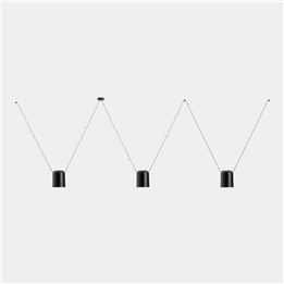 Lámpara Colgante Attic 3 bodies Rectangular Shape 2200mm E27 23W Negro Leds C4 00-8374-05-05