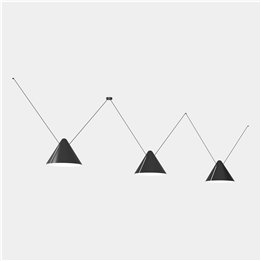 Lámpara Colgante Super Attic 3 bodies Conic Shape 2250mm E27 23W Negro Leds C4 00-8376-05-05