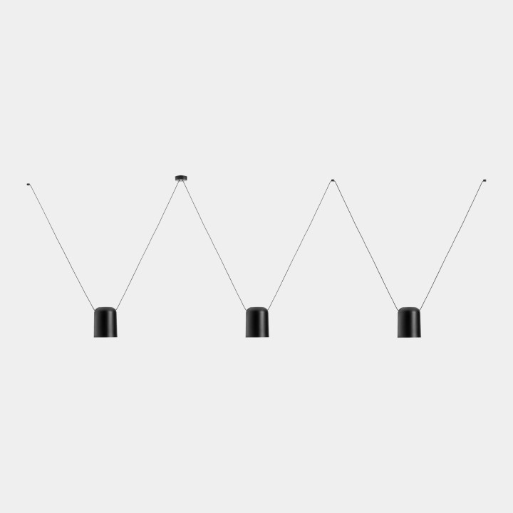 Lámpara Colgante Attic 3 bodies Rectangular Shape 1200mm E27 23W Negro Leds C4 00-8378-05-05