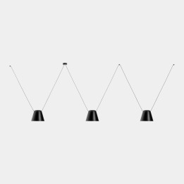 Lámpara Colgante Attic 3 bodies Conic Shape 1200mm E27 23W Negro Leds C4 00-8379-05-05