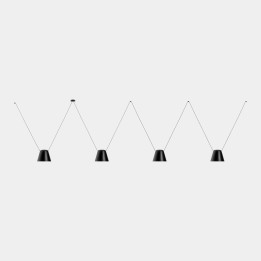 Lámpara Colgante Attic 4 bodies Conic Shape 1200mm E27 23W Negro Leds C4 00-8387-05-05
