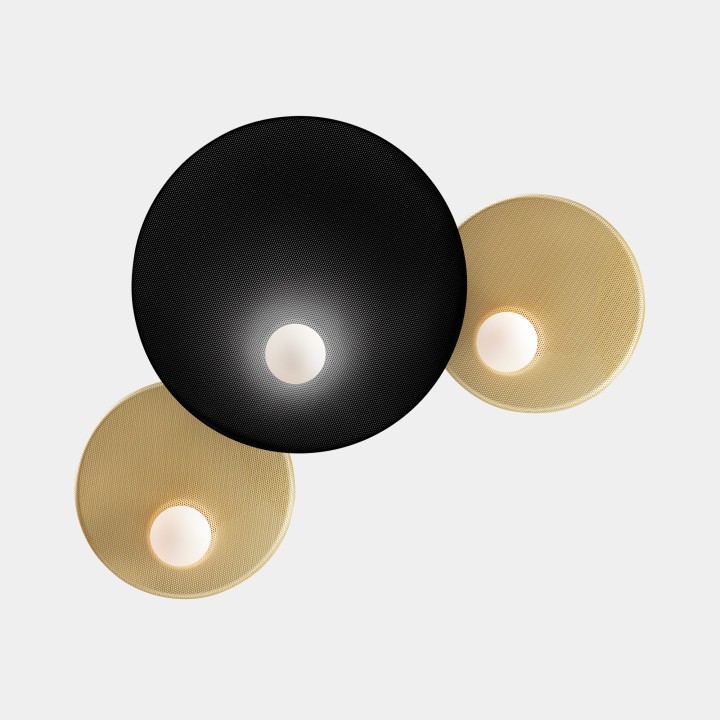 Aplique Trip triple ø300mm / ø460mm / ø300mm E14 7W Negro Leds C4 05-8363-05-DP