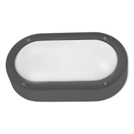 Aplique IP66 Basic Oval Aluminium E27 15W Gris urbano Leds C4 05-9886-Z5-M1