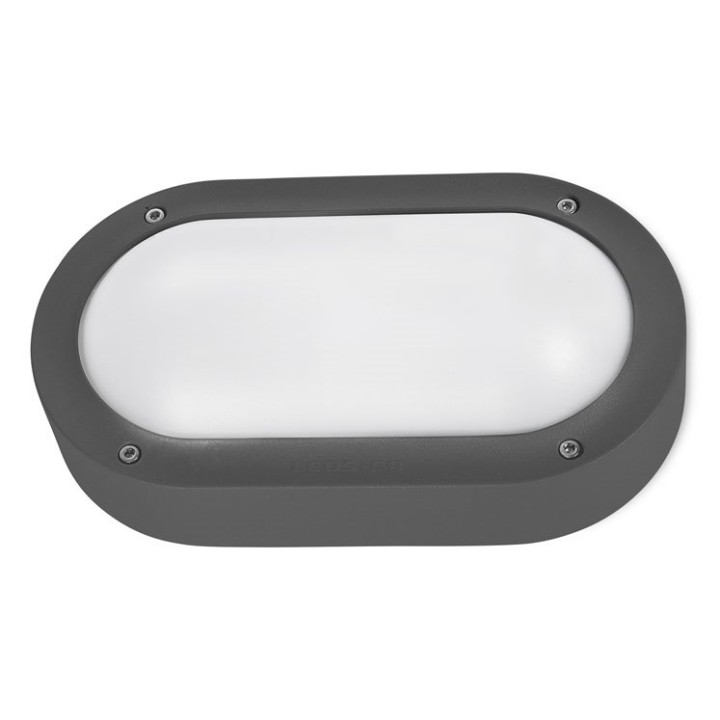 Aplique IP66 Basic Oval Aluminium E27 15W Gris urbano Leds C4 05-9886-Z5-M1