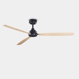 Ventilador de techo Xaloc ø1320mm Negro Madera clara Leds C4 30-8341-05-93