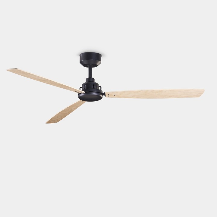 Ventilador de techo Xaloc ø1320mm Negro Madera clara Leds C4 30-8341-05-93