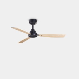 Ventilador de techo Xaloc ø1000mm Negro Madera clara Leds C4 30-8342-05-93