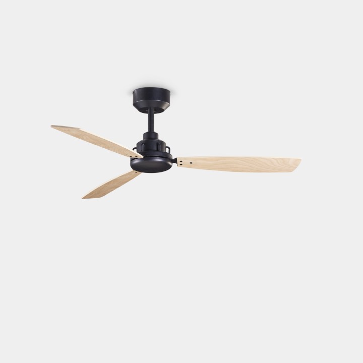 Ventilador de techo Xaloc ø1000mm Negro Madera clara Leds C4 30-8342-05-93