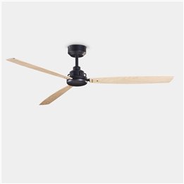 Ventilador de techo Xaloc ø1320mm Negro Madera clara Leds C4 30-8343-05-93