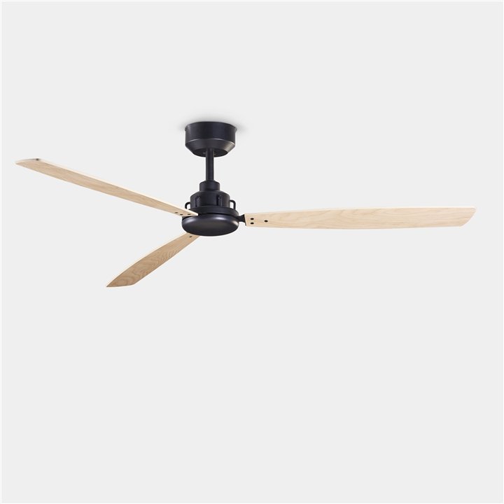 Ventilador de techo Xaloc ø1320mm Negro Madera clara Leds C4 30-8343-05-93