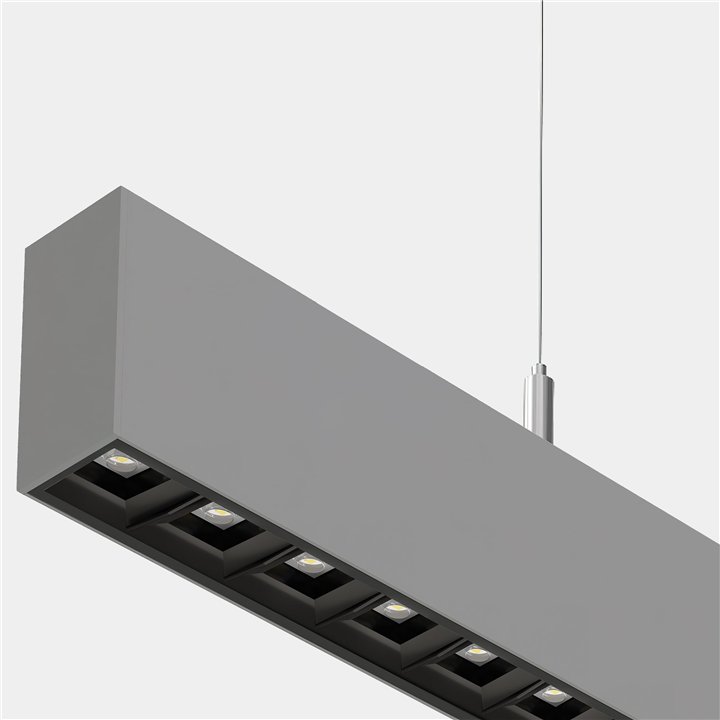 Lámpara Sistema Lineal Infinite Pro 1700mm Suspended Opticell 21.36W Blanco cálido - 3000K CRI 80 ON-OFF Gris IP40 3502lm Leds C
