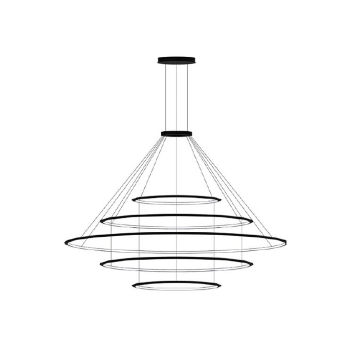 Lámpara Colgante Circular Inward 5 Rings (ø600 ø1200 ø2000 ø1200 ø600) LED 290.7W 9543lm 2400K Blanco Leds C4 CD4F-00A9AZOU14