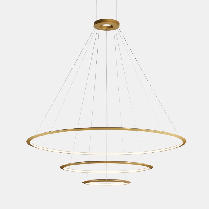 Lámpara Colgante Circular Inward 3 Rings (ø3000 ø2000 ø1200) LED 326.4W 14815lm 4000K Oro Leds C4 CD4G-00X9AZOUEF