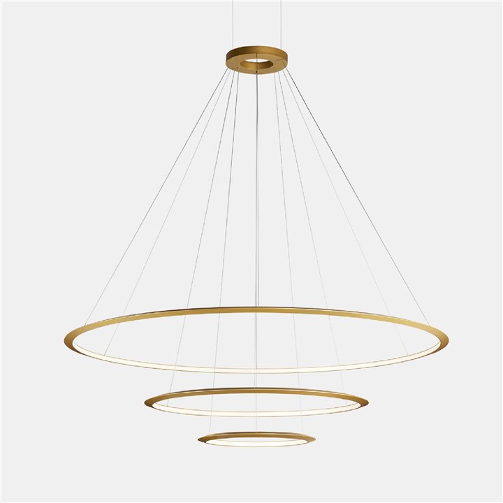 Lámpara Colgante Circular Inward 3 Rings (ø3000 ø2000 ø1200) LED 326.4W 14815lm 4000K Oro Leds C4 CD4G-00X9AZRUEF