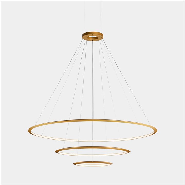 Lámpara Colgante Circular Inward 3 Rings (ø2000 ø1200 ø600) LED 223.5W 7040lm 2700K Oro Leds C4 CD4H-00V9AZOUEF