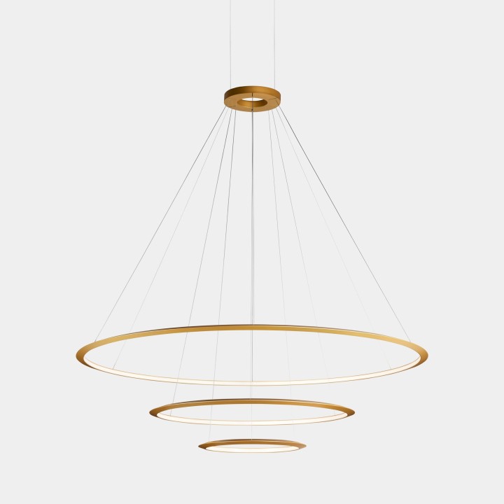 Lámpara Colgante Circular Inward 3 Rings (ø2000 ø1200 ø600) LED 223.5W 9387lm 4000K Oro Leds C4 CD4H-00X9AZRUEF