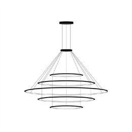 Lámpara Colgante Circular Outward 5 Rings (ø600 ø1200 ø2000 ø1200 ø600) LED 290.7W 14568lm 2700K Negro Leds C4 CF4F-00V9AZDU05
