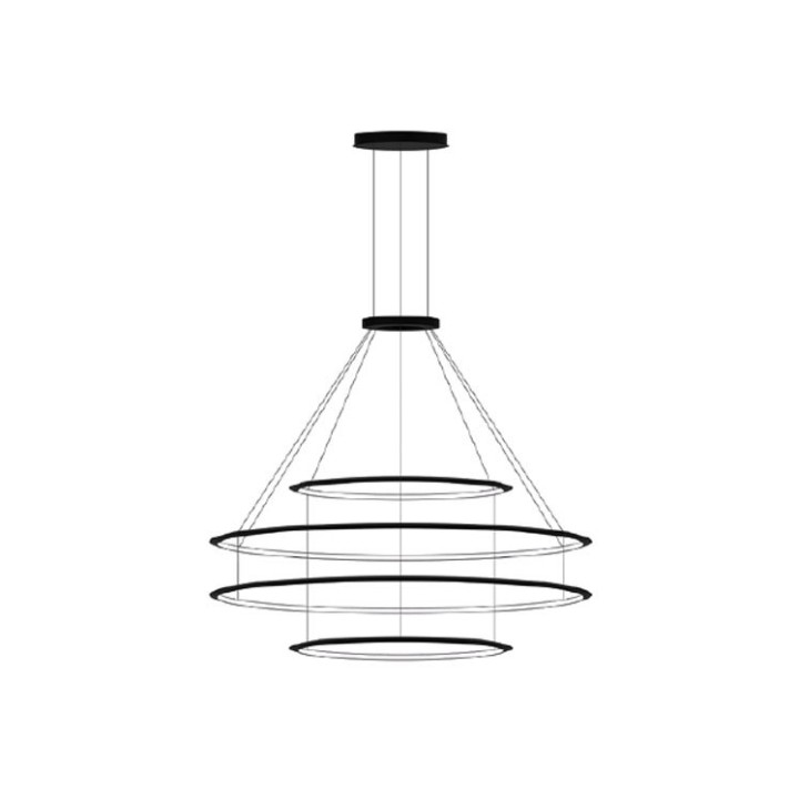 Lámpara Colgante Circular Outward 4 Rings (ø600 ø1200 ø1200 ø600) LED 206.3W 12634lm 4000K Negro Leds C4 CF4J-00X9AZDU05