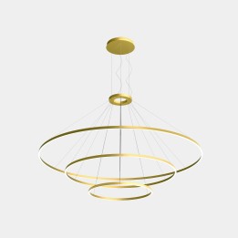 Lámpara Colgante Circular Downward 3 Rings (ø3000 ø2000 ø1200) LED 326.4W 17218lm 4000K Oro Leds C4 CS4G-00X9AZOUEF
