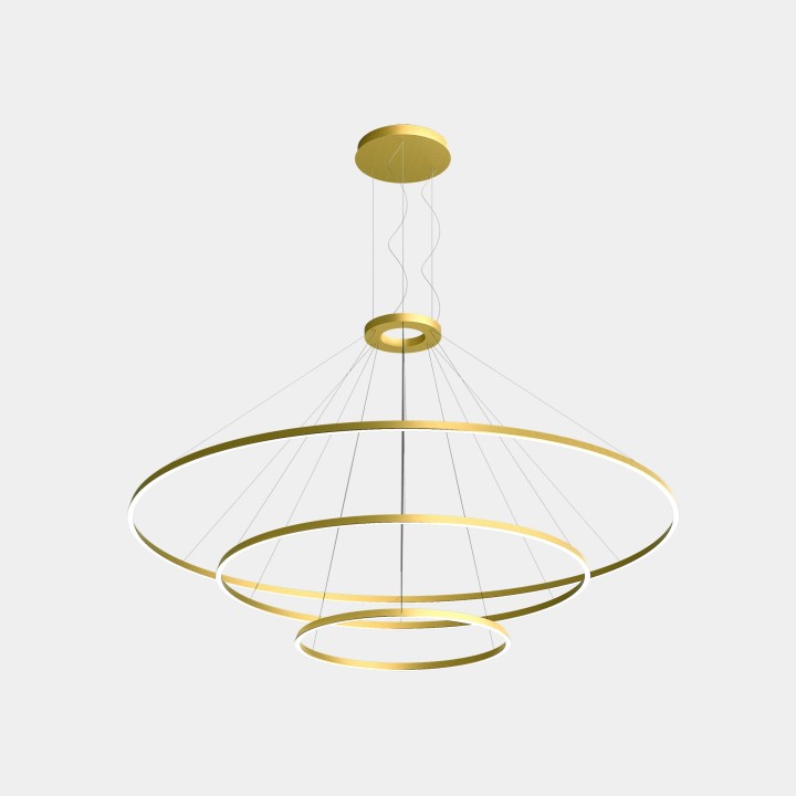 Lámpara Colgante Circular Downward 3 Rings (ø3000 ø2000 ø1200) LED 326.4W 17218lm 4000K Oro Leds C4 CS4G-00X9AZOUEF
