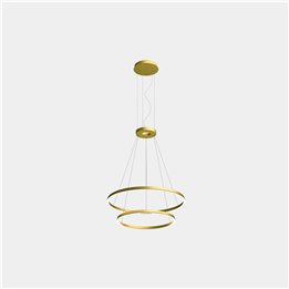 Lámpara Colgante Circular Downward 2 Rings (ø900 ø600) LED 77.3W 2942lm 3000K Oro Leds C4 CS4N-00W9AZOUEF