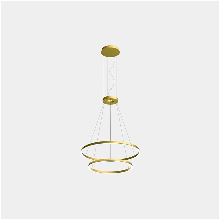 Lámpara Colgante Circular Downward 2 Rings (ø900 ø600) LED 77.3W 2942lm 3000K Oro Leds C4 CS4N-00W9AZOUEF