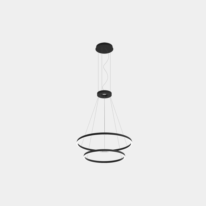 Lámpara Colgante Circular Downward 2 Rings (ø900 ø600) LED 77.3W 2942lm 3000K Negro Leds C4 CS4N-00W9AZRU05