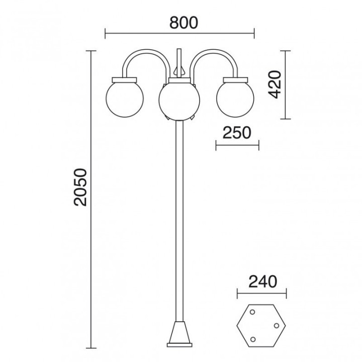 Columna clásica 3 brazos BOOM IP43 E27 3x42W 1915mm Blanco DOPO 036F-G05X1A-01