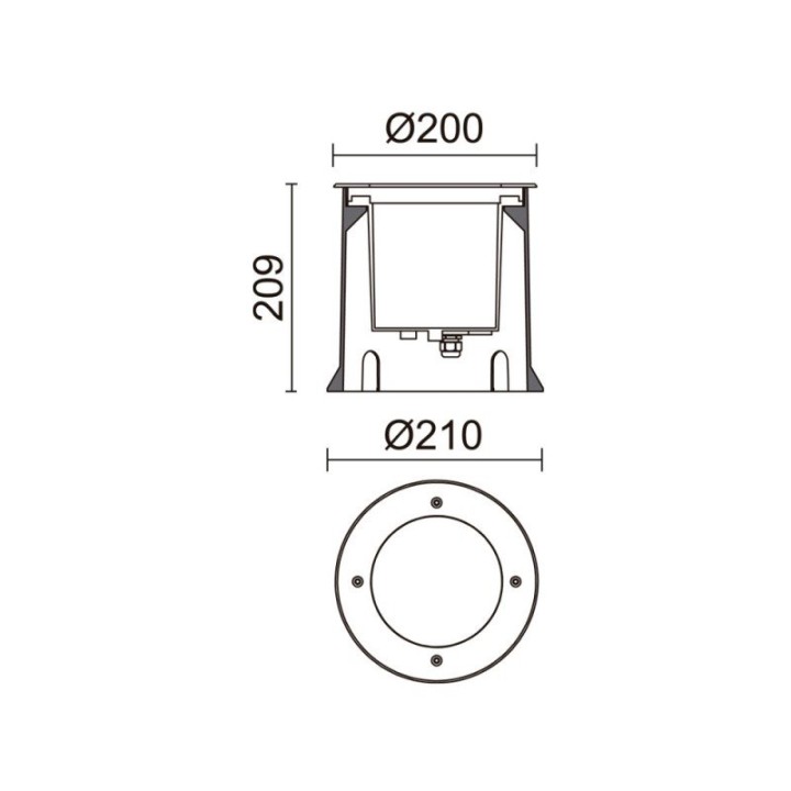 Empotrable suelo MALVA IP67 LED COB 16W 2170lm CRI80 3000K 14º Inox CRISTHER 1023B-L3116B10-30