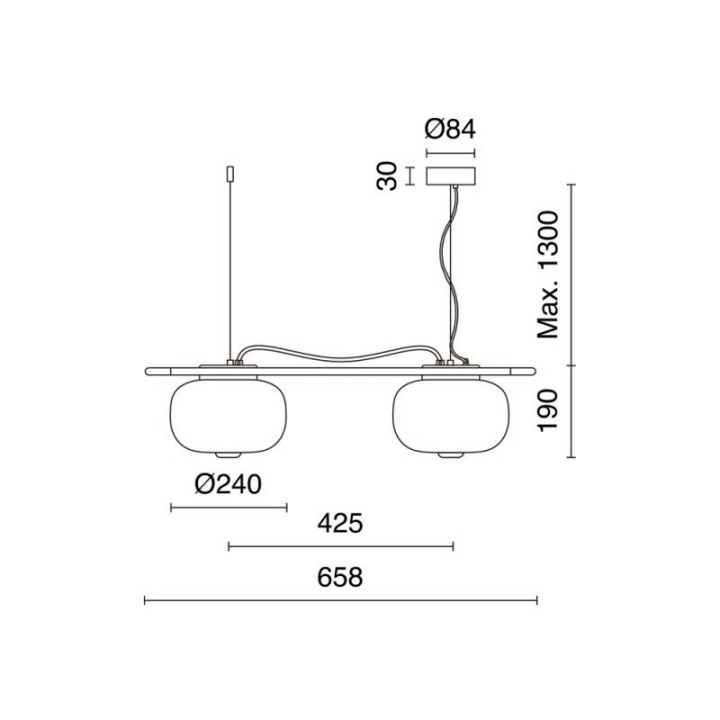 Suspensión KRISTA D240 Corte de fase C LED SMD AC 2x10W 830lm CRI90 2700K Negro Fumé gris EXO 1028I-L38RCB-02-FG