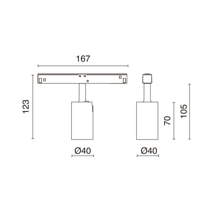 Proyector carril 48V tilt CRETE1 Dali LED COB 6.60W 640lm CRI90 2700K 20º Blanco INDELUZ 1032A-L3807V2D-01